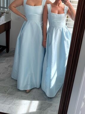 Lula Kate Light Blue Square-Neck Evening Dress